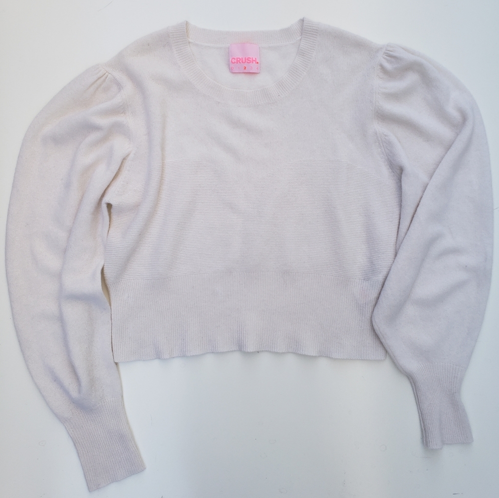CRUSH Cashmere Sweater Cream cropped balloon sleeve corset 2/ US 8-10